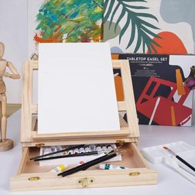img 1 attached to Get Creative With The Tavolozza 26Pcs Tabletop Easel Painting Set: Ideal Mix Media Kit For Beginners, Kids And Adults