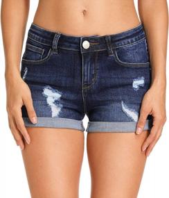 img 4 attached to Get Trendy With HOCAIES Women'S Juniors Mid Rise Folded Hem Denim Shorts