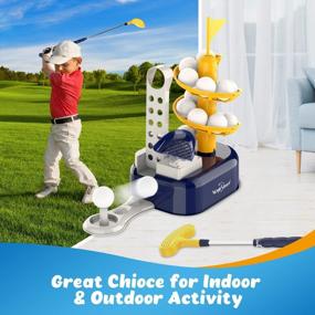 img 3 attached to EagleStone Kids Golf Toys Set Outdoor Lawn Sport Toy With 15Pcs Training Golf Balls & Clubs Equipment, Indoor Exercise Game, Portable Outside Yard Active Gifts For 3 4 5 6 7 8 Year Olds Boys Girls