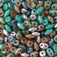 100 gram bag of 2.5x5mm african turquoise mix czech glass seed beads with 2 holes - superduo logo