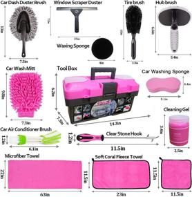 img 3 attached to 🚗 VZIKRK Car Wash Kit: Premium Pink Interior and Exterior Cleaning Set – Includes Gel, Squeegee, Duster, Sponge, Mitt, Microfiber Towels, Wax Applicator, Wheel Brush (17pcs)