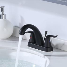 img 2 attached to WOWOW Black Bathroom Faucet - 2 Handle Bathroom Sink Faucet, 4 inch Centerset, 3 Holes Lavatory Faucet with Lift Rod Drain Stopper, Vanity Faucet, Lead-Free Basin Mixer Tap in Matte Black Finish