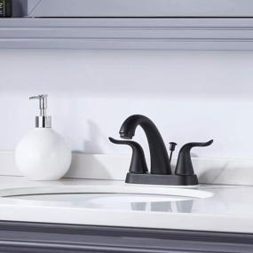 img 3 attached to WOWOW Black Bathroom Faucet - 2 Handle Bathroom Sink Faucet, 4 inch Centerset, 3 Holes Lavatory Faucet with Lift Rod Drain Stopper, Vanity Faucet, Lead-Free Basin Mixer Tap in Matte Black Finish
