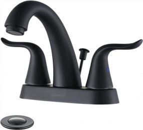 img 4 attached to WOWOW Black Bathroom Faucet - 2 Handle Bathroom Sink Faucet, 4 inch Centerset, 3 Holes Lavatory Faucet with Lift Rod Drain Stopper, Vanity Faucet, Lead-Free Basin Mixer Tap in Matte Black Finish