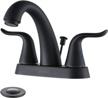 wowow black bathroom faucet - 2 handle bathroom sink faucet, 4 inch centerset, 3 holes lavatory faucet with lift rod drain stopper, vanity faucet, lead-free basin mixer tap in matte black finish logo