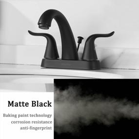 img 1 attached to WOWOW Black Bathroom Faucet - 2 Handle Bathroom Sink Faucet, 4 inch Centerset, 3 Holes Lavatory Faucet with Lift Rod Drain Stopper, Vanity Faucet, Lead-Free Basin Mixer Tap in Matte Black Finish
