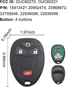 img 3 attached to CAUORMOTE Keyless Entry Remote Key Fob For Chevy Silverado Avalanche Traverse Equinox Captiva Tahoe/GMC Sierra/Saturn Outlook Vue/Pontiac Torrent/Hummer H2 (OUC60270