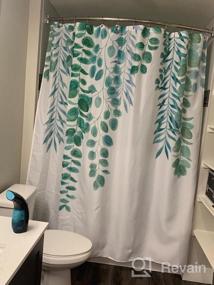 img 7 attached to Занавеска для душа из тропической пальмы с дизайном из зеленых листьев - набор для декора ванной комнаты с ботанической природой, включает 12 крючков - занавеска для душа из шалфея для ванных комнат, 72 x 72 дюйма