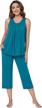 qualfort women's bamboo pajamas set short sleeve/sleeveless sleepwear soft tank top pjs capri pants pajama sets 1 logo