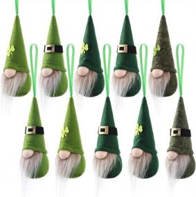 img 3 attached to St Patrick Day Hanging Gnome Ornaments Set Of 10, Irish Gnomes Handmade Leprechaun Elf Tomet DecorationsSpring Gnome Lucky Clover Hanging Ornament
