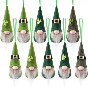img 4 attached to St Patrick Day Hanging Gnome Ornaments Set Of 10, Irish Gnomes Handmade Leprechaun Elf Tomet DecorationsSpring Gnome Lucky Clover Hanging Ornament