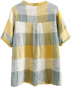 img 3 attached to Plaid Button Down Women'S Summer Shirt Blouse In Lightweight Cotton Linen By SCOFEEL