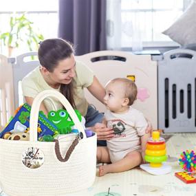 img 1 attached to 👶 Baby Plus Me Diaper Caddy Organizer: Stylish & Portable Nursery Basket with Removable Inserts – 100% Cotton Storage Bin for Changing Table and Car Organization. Snap On Buttons for Easy Use. Perfect Baby Gift in White.