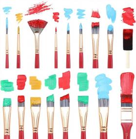 img 2 attached to 🖌️ Transon Art Paint Brush Kit: 16 High-Quality Brushes + Case! Ideal for Oil, Acrylic, Watercolor, Gouache & more. in Vibrant Pink Color.