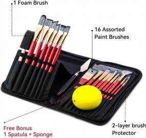 img 3 attached to 🖌️ Transon Art Paint Brush Kit: 16 High-Quality Brushes + Case! Ideal for Oil, Acrylic, Watercolor, Gouache & more. in Vibrant Pink Color.