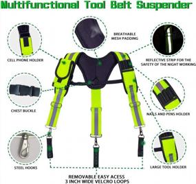 img 3 attached to AISENIN Carpenter Tool Belt Suspenders, Heavy Duty Tool Belt Suspenders Reflective Safety Suspenders