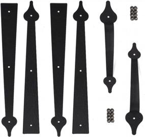 img 4 attached to Iron Carriage Door Decorative Hardware Kit - 4 Hinges + 2 Handles For Your Garage