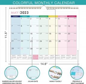img 2 attached to 2023-2024 Wall Calendar - 18 Month Jan. 2023 To Jun. 2024, 15" X 11.5", Thick Paper, Twin-Wire Binding + Hanging Hook + Unruled Blocks With Julian Date - Colorful Lump