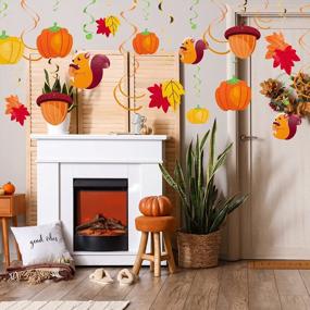 img 3 attached to 36PCS Thanksgiving Decorations Hanging Swirls With Cutouts, Pumpkin & Maple Leaves For Autumn Fall Party Indoor Ceiling Office Clearance