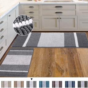 img 1 attached to Upgrade Your Kitchen With H.VERSAILTEX 2 PCS Non-Slip Chenille Kitchen Rug Set