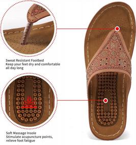 img 2 attached to Rhinestone Wedge Sandals With Arch Support: Comfortable And Stylish Flip-Flops For Women By Ecetana