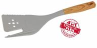 4-in-1 nylon multi cooking utensil with spatula, fork, dicer & herb grinder - not for grilling - works on all stoves and griddles (white oak) | flipfork logo