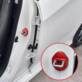 img 1 attached to Protect Your Honda With TOMALL Stainless Steel Car Door Lock Covers In Sporty Red