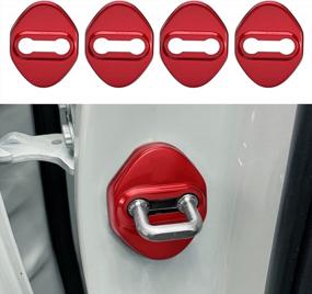 img 4 attached to Protect Your Honda With TOMALL Stainless Steel Car Door Lock Covers In Sporty Red