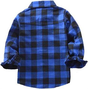 img 1 attached to Bold and Stylish Sleeve Button Flannel Red Black 9-10Years Boys' Clothing in Tops, Tees & Shirts