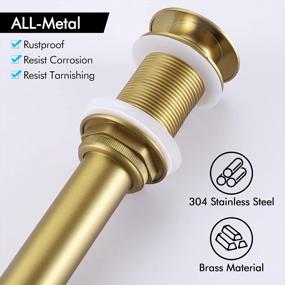 img 2 attached to KES Gold Pop Up Drain Without Overflow, Sink Drain Stopper For Bathroom Vessel Sink Brushed Brass, All Metal Brass And 304 Stainless Steel, S2008S62D-BZ
