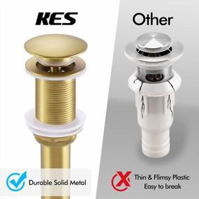 img 1 attached to KES Gold Pop Up Drain Without Overflow, Sink Drain Stopper For Bathroom Vessel Sink Brushed Brass, All Metal Brass And 304 Stainless Steel, S2008S62D-BZ