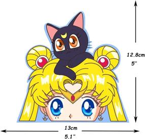 img 1 attached to 🌙 BLKUOPAR 5.1'' Sailor Moon Funny Car Accessories Anime Peeker Stickers - Personalized Vinyl Waterproof Decals for Laptop, Window, Bumper, and More!