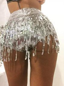 img 3 attached to Yollmart Women'S Sequins Tassel Skirts Shorts Booty Dance Festival Bottoms