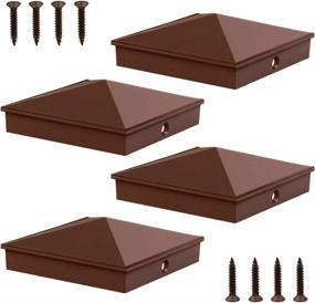 img 4 attached to 4X4 Aluminum Pyramid Post Caps Cover For 3.5" X 3.5" Wood Posts - Matte Finish Powder Coated, Brown (4 Pack)