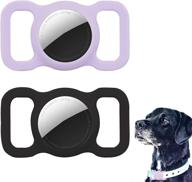 2021 airtag compatible protective case - 2 pack silicone gps finder 🐾 pet loop holders for dog cat collar - lightweight, anti-scratch, anti-lost - black+purple (2pack) logo