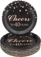 cheers to 40 years: get pandecor rose gold 40th birthday party supplies with 50pcs disposable paper plates and 7 inch dessert plates for a perfect 40 years anniversary party! logo