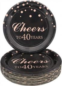img 4 attached to Поздравляем с 40-летием: приобретите товары для празднования 40-летия Pandecor Rose Gold с 50 шт. одноразовых бумажных тарелок и 7-дюймовыми десертными тарелками для идеальной вечеринки по случаю 40-летия!