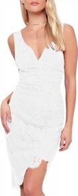 img 4 attached to Women'S Floral Lace High Low Cocktail Dress With Sleeveless V Neck & Bodycon Pencil Fit