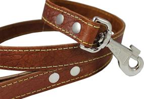 img 1 attached to 🐶 Classic Leather Dog Leash - 4 Feet Long and 1 Inch Wide, Ideal for Largest Breeds in Brown