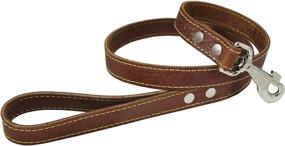 img 2 attached to 🐶 Classic Leather Dog Leash - 4 Feet Long and 1 Inch Wide, Ideal for Largest Breeds in Brown