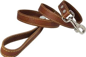 img 3 attached to 🐶 Classic Leather Dog Leash - 4 Feet Long and 1 Inch Wide, Ideal for Largest Breeds in Brown