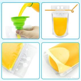 img 2 attached to 🥤 200Pcs Reusable Clear Drink Pouches with Straws - Ideal Smoothie Bags, Juice Bags & Frozen Drink Pouches for Adults