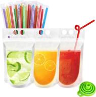 🥤 200pcs reusable clear drink pouches with straws - ideal smoothie bags, juice bags & frozen drink pouches for adults logo