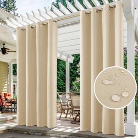 img 4 attached to Waterproof Beige Outdoor Curtains For Patio - Set Of 2 Panels, 52 X 84 Inches, Thermal Insulated And Blackout Features - Perfect For Porch, Pergola, Yard, Sliding Door, And Arbor