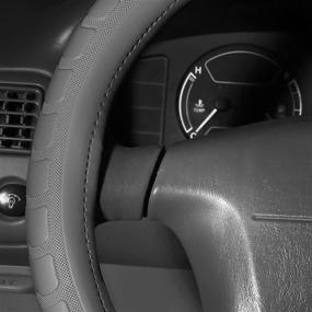 img 2 attached to 🚗 FH Group FH2006GRAY Microfiber Embossed Leather Steering Wheel Cover - Gray - Fits Most Cars, Trucks, and SUVs - Standard Size 14.5” – 15.5”