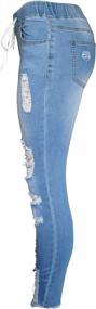 img 3 attached to Effortlessly Trendy: Aodrusa Women'S Drawstring Ripped Jeans For A Distressed Look