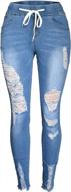 effortlessly trendy: aodrusa women's drawstring ripped jeans for a distressed look logo
