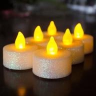 радужные блестящие светодиодные чайные свечи - свечи с мерцающей лампочкой на батарейках для свадеб, торжеств, вечеринок, подарков и фестивалей (упаковка из 12), беспламенные и белые логотип