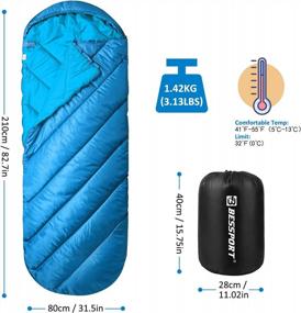 img 3 attached to Lightweight 3-4 Season Camping Sleeping Bag For Hiking & Outdoor - Bessport 32℉/0℃ Extreme Bag Ideal For Adults, Boys & Girls