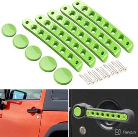 img 4 attached to 🚙 Enhance Your Jeep Wrangler Experience with DDUOO JK Green Aluminum Door Handle Inserts - Premium Side Door Grab Handles for Unlimited JK 4-Door 2007-2017